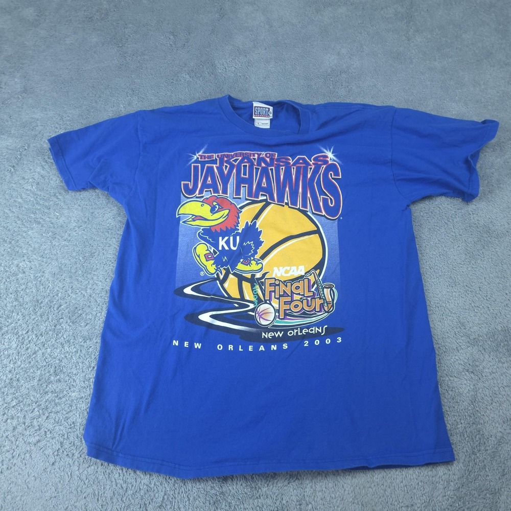 Vintage Kansas Jayhawks Shirt Mens XL Blue Sport Attack 2003 NCAA Final Four
